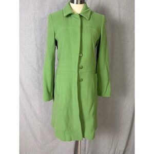 Marvin Green Mod Wool Coat Minimalist Tailored 60s Revival Knee Length Women's M
